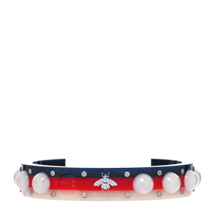 Gucci Web Pearl Cuff 16 Blue Red 1 of 4