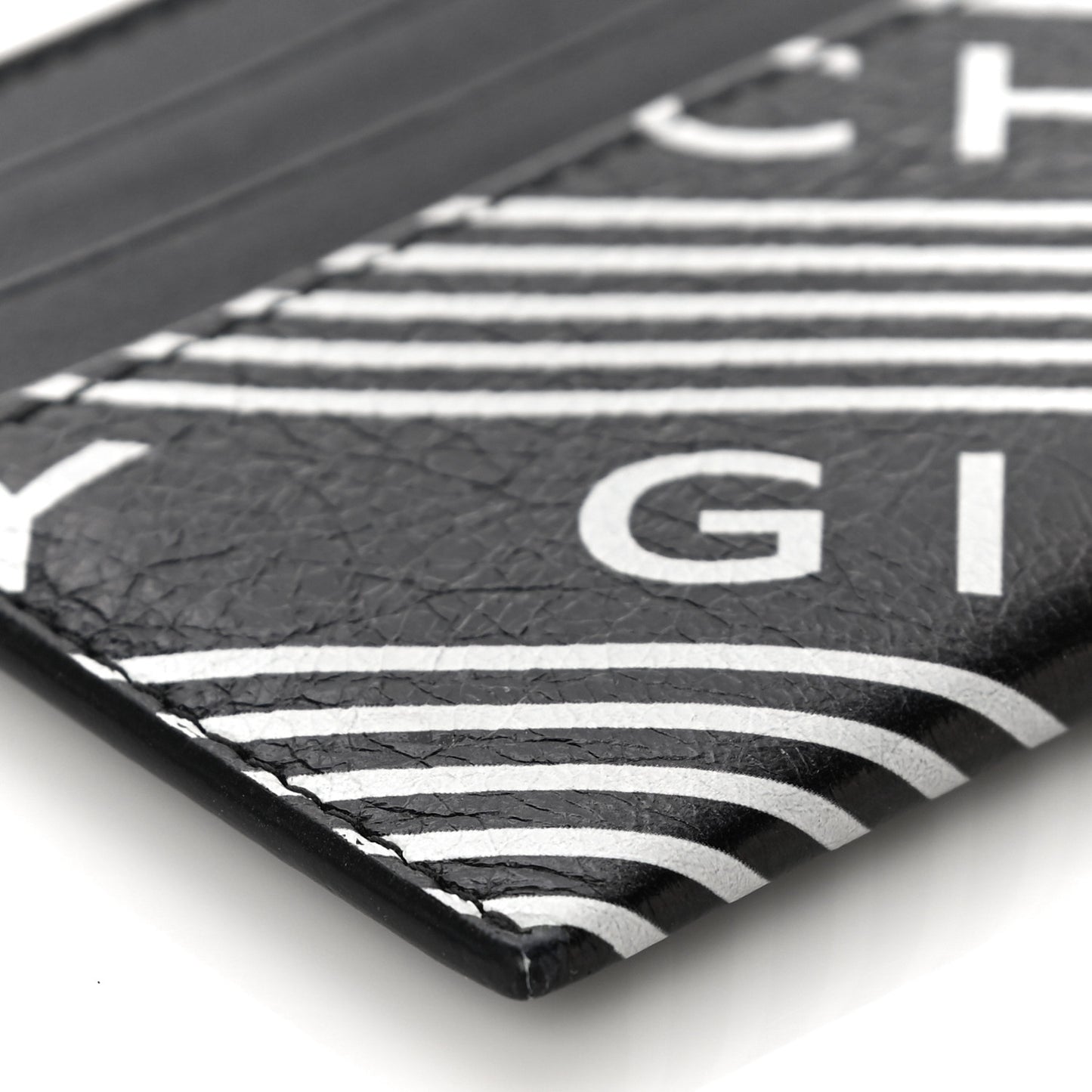 Lambskin Logo Printed Card Holder Black