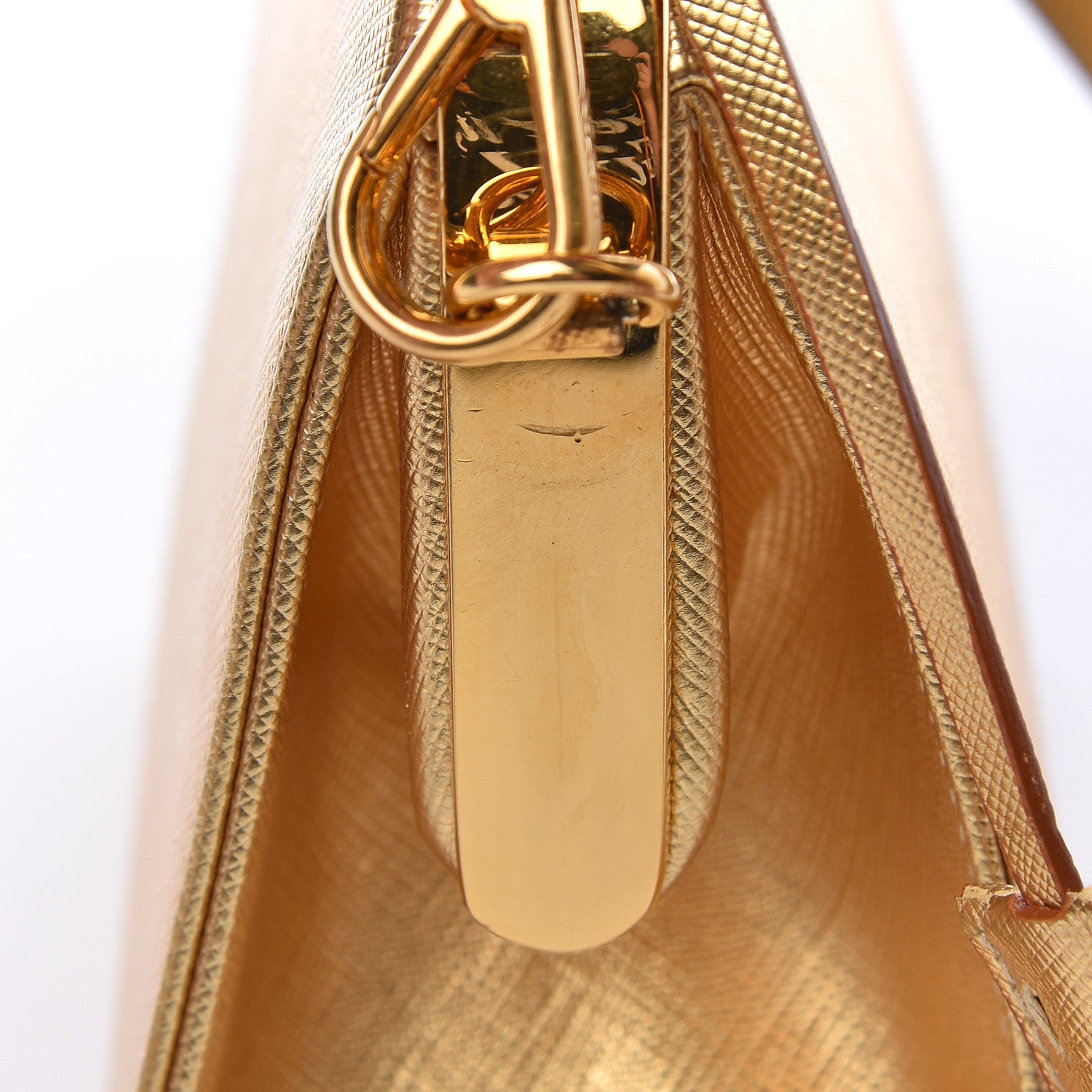Prada Metallic Saffiano Top Handle Frame Bag Platino 18 of 18