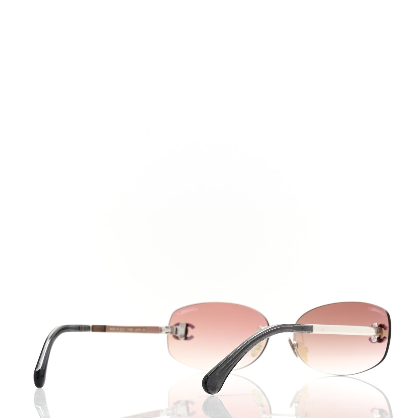 Metal Mirrored Crystal CC Oval Sunglasses 71559 Pink
