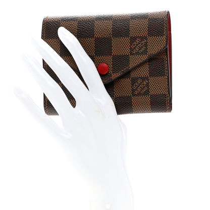 Louis Vuitton Damier Ebene Victorine Wallet Red 2 of 7