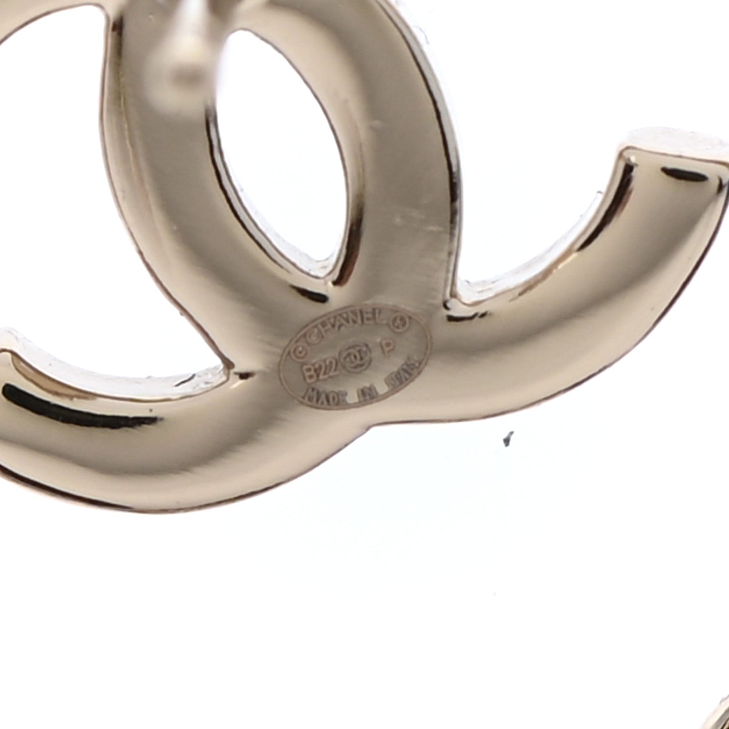 Lambskin Chain CC Round Earrings Gold Black