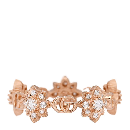 Gucci 18K Rose Gold Diamond Flora Band Ring 52 6 1 of 5