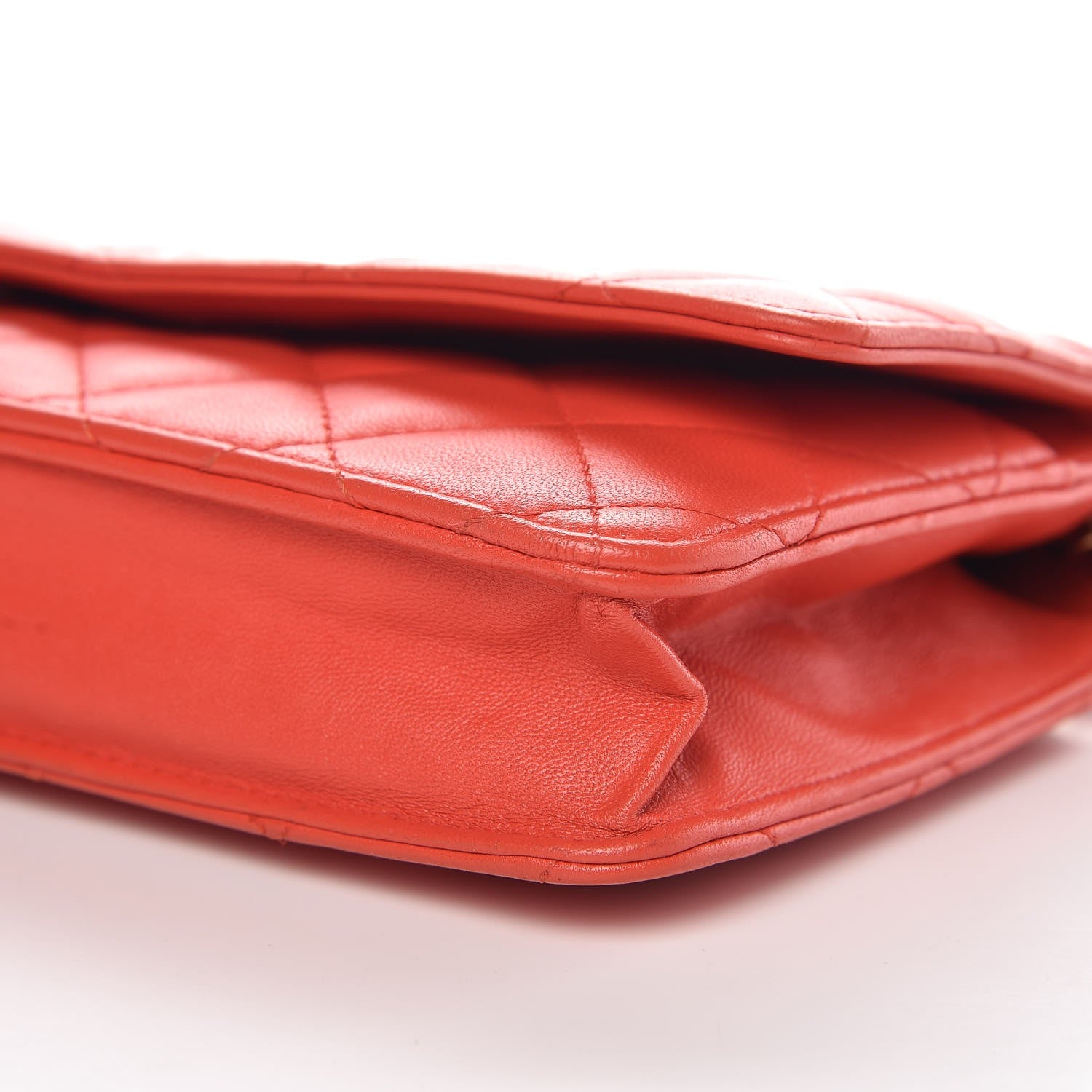 Chanel Lambskin Quilted Wallet On Chain WOC Red 10 of 11