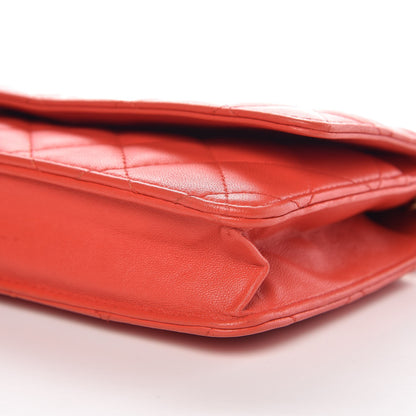 Chanel Lambskin Quilted Wallet On Chain WOC Red 10 of 11