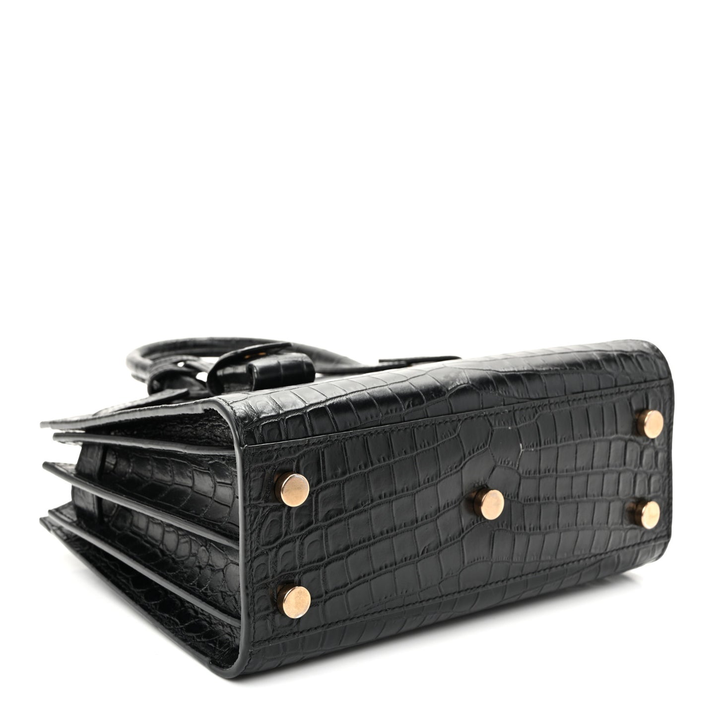 Calfskin Crocodile Embossed Nano Sac De Jour Black