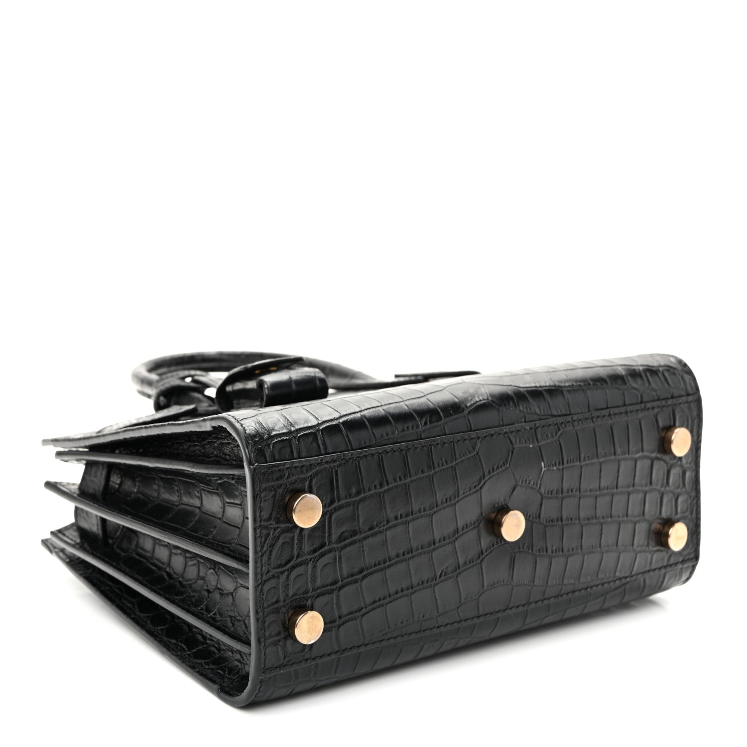 Saint Laurent Calfskin Crocodile Embossed Nano Sac De Jour Black 4 of 10