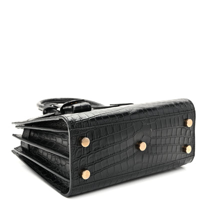 Saint Laurent Calfskin Crocodile Embossed Nano Sac De Jour Black 4 of 10