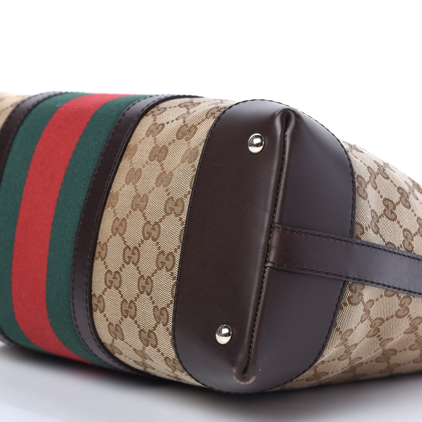 GG Canvas Vintage Web Large Tote Brown