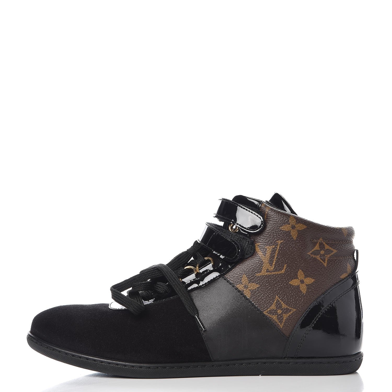 Louis Vuitton Suede Patent Monogram Move Up Sneakers 36 Black 1 of 10