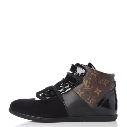 Louis Vuitton Suede Patent Monogram Move Up Sneakers 36 Black 1 of 10