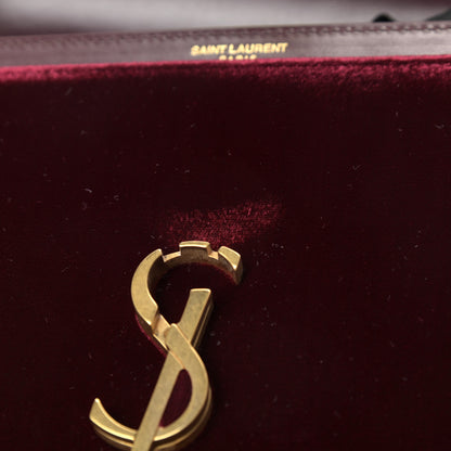 Saint Laurent Velvet Monogram Cassandra Clasp Bag Burgundy 10 of 12