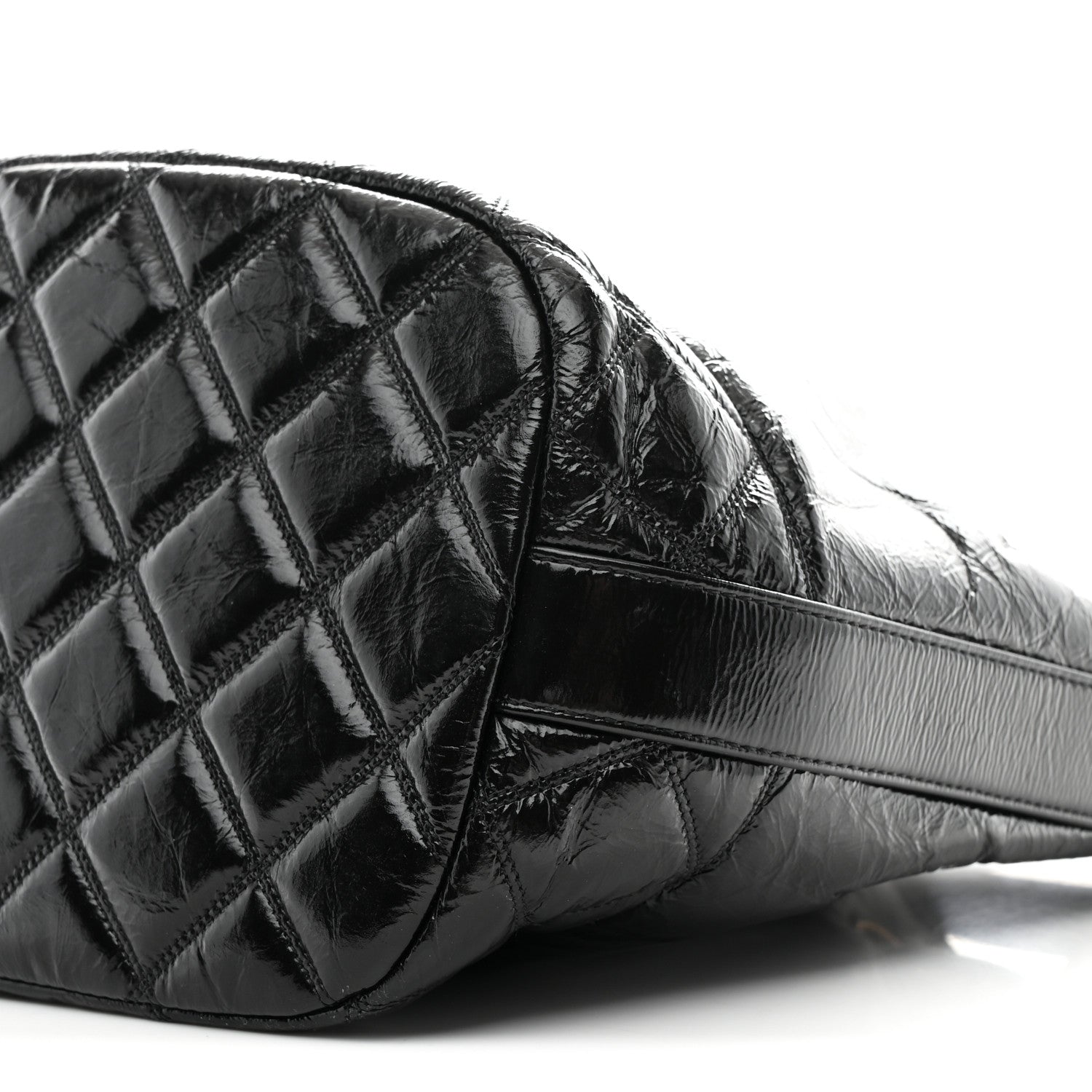 Chanel Shiny Aged Calfskin CC Chain Drawstring Bag Black 10 of 11