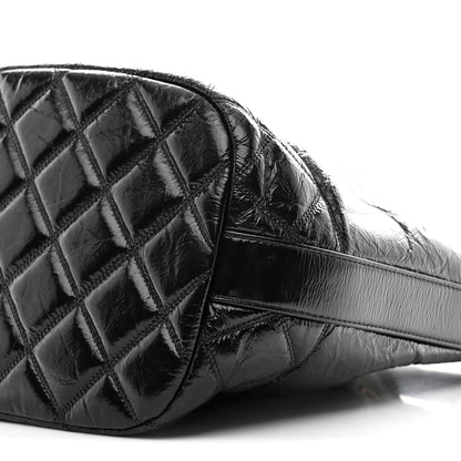 Chanel Shiny Aged Calfskin CC Chain Drawstring Bag Black 10 of 11