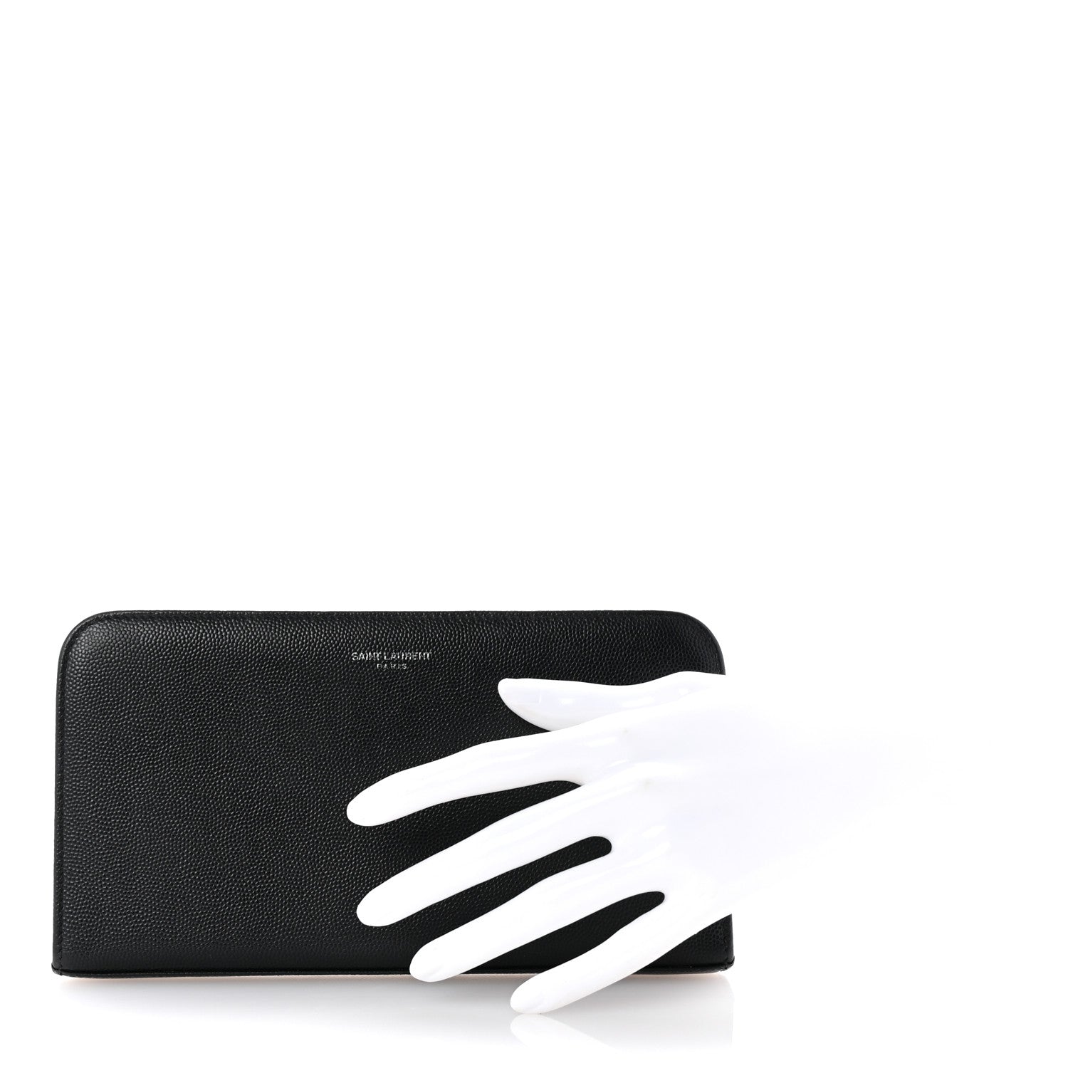 Saint Laurent Grain De Poudre Zip Around Travel Wallet Black 2 of 8