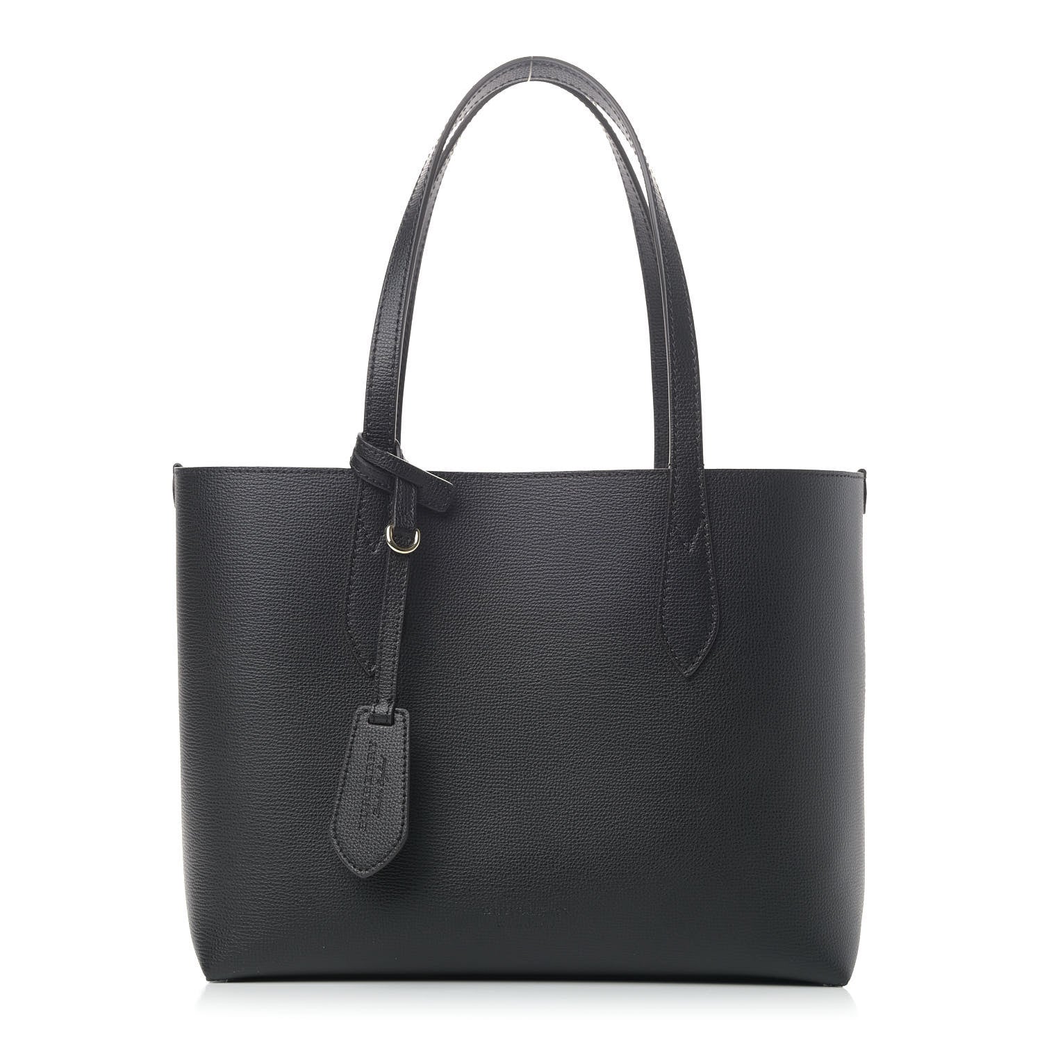 Burberry Grainy Calfskin Haymarket Check Medium Reversible Tote Black 1 of 10