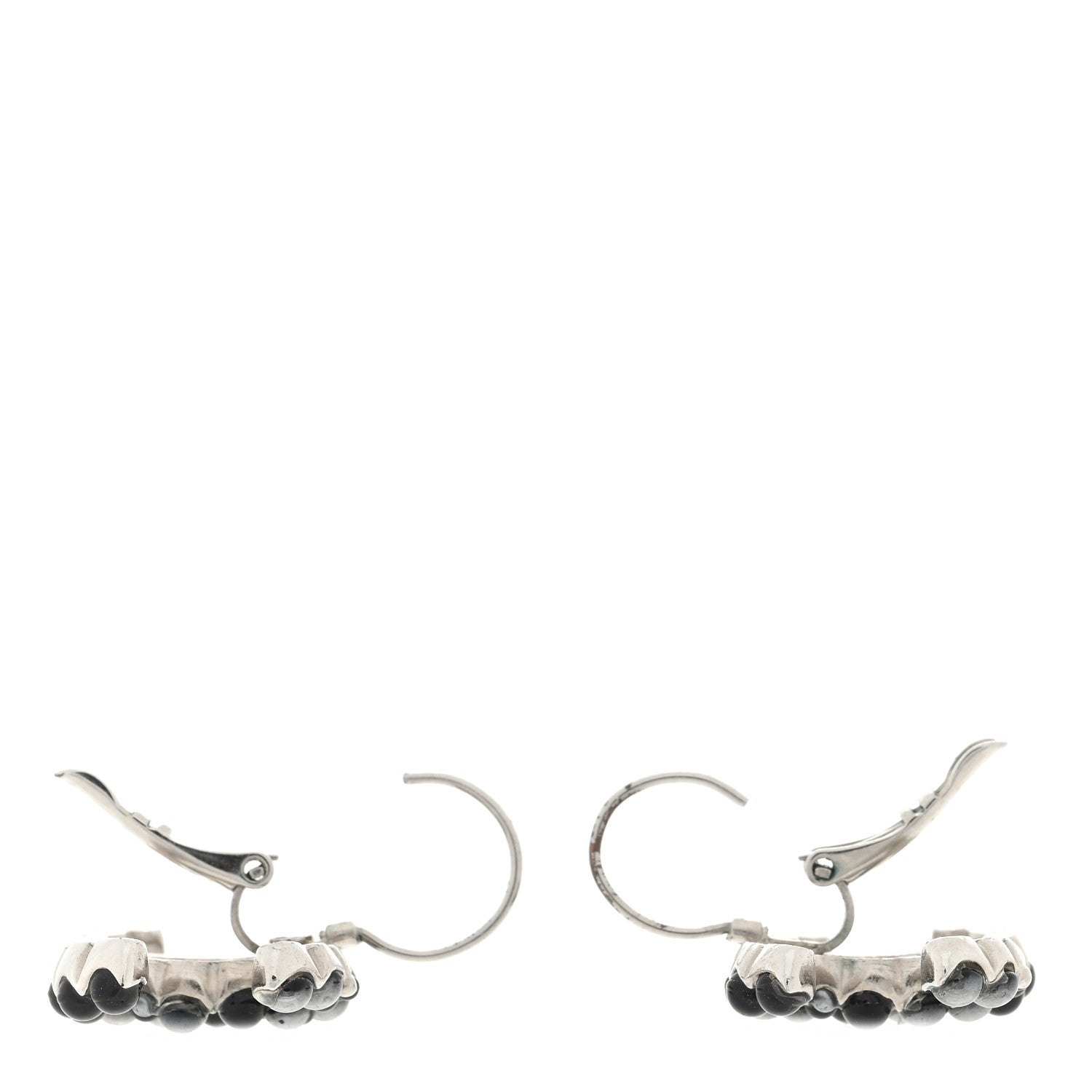 Chanel Bead CC Drop Earrings Black Silver 3 of 4