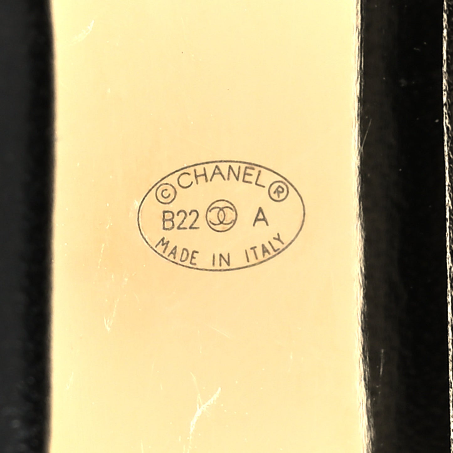 Lambskin Metal Enamel CC Hair Tie Black Gold