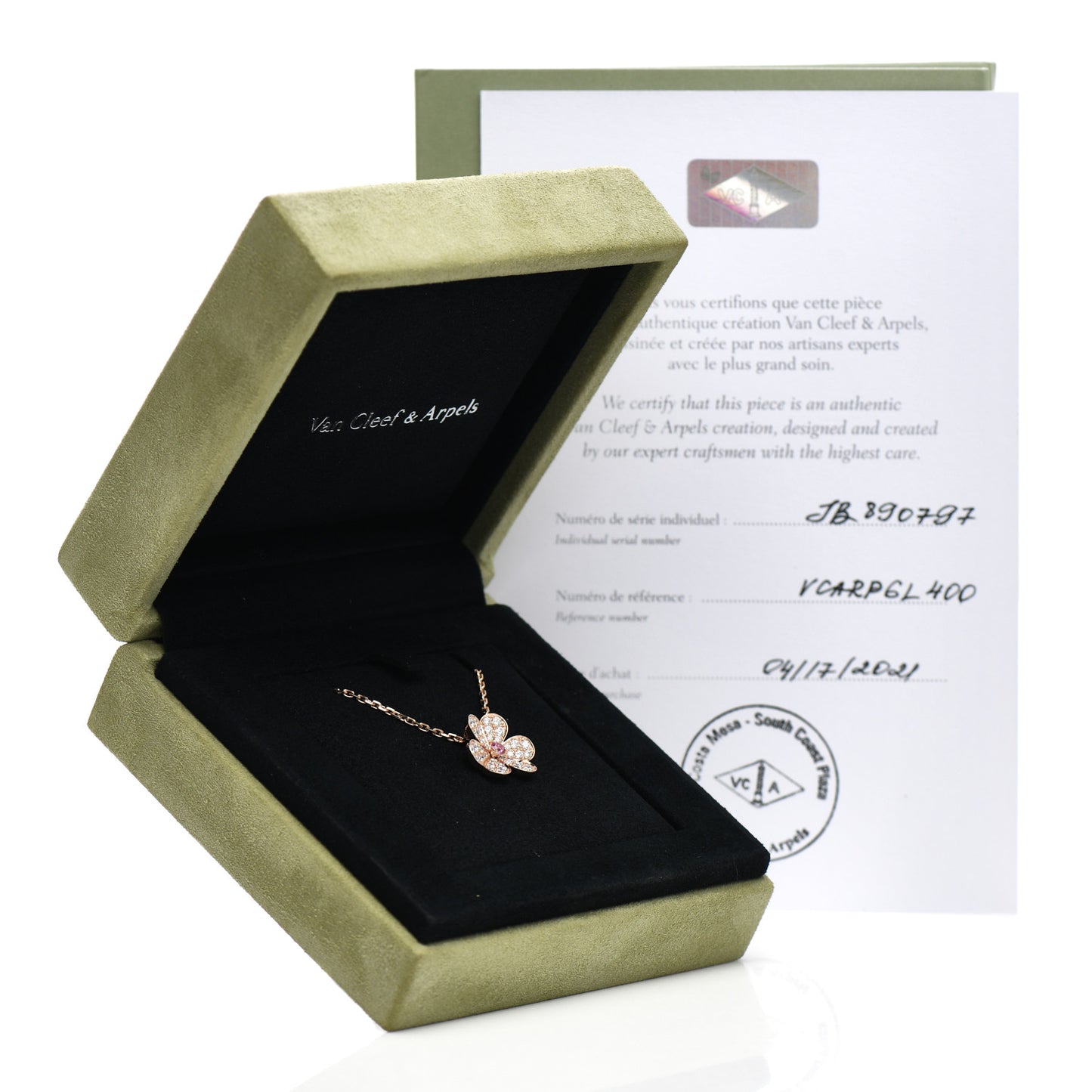18K Rose Gold Diamond Pink Sapphire Small Frivole Pendant Necklace