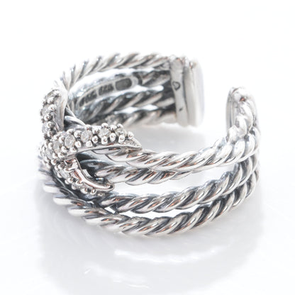 David Yurman Sterling Silver Diamond Multi Cable X Ring 6.5 4 of 7
