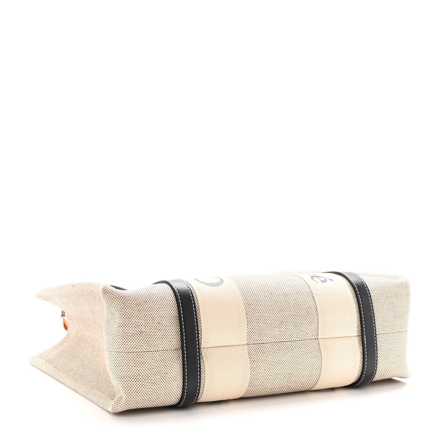 Cotton Calfskin Medium Woody Ribbon Tote White Black