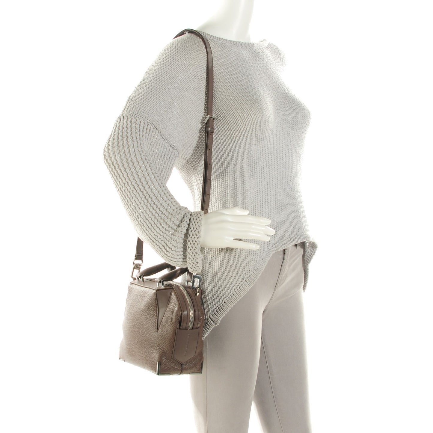 Pebbled Calfskin Mini Emile Taupe Silver Hardware