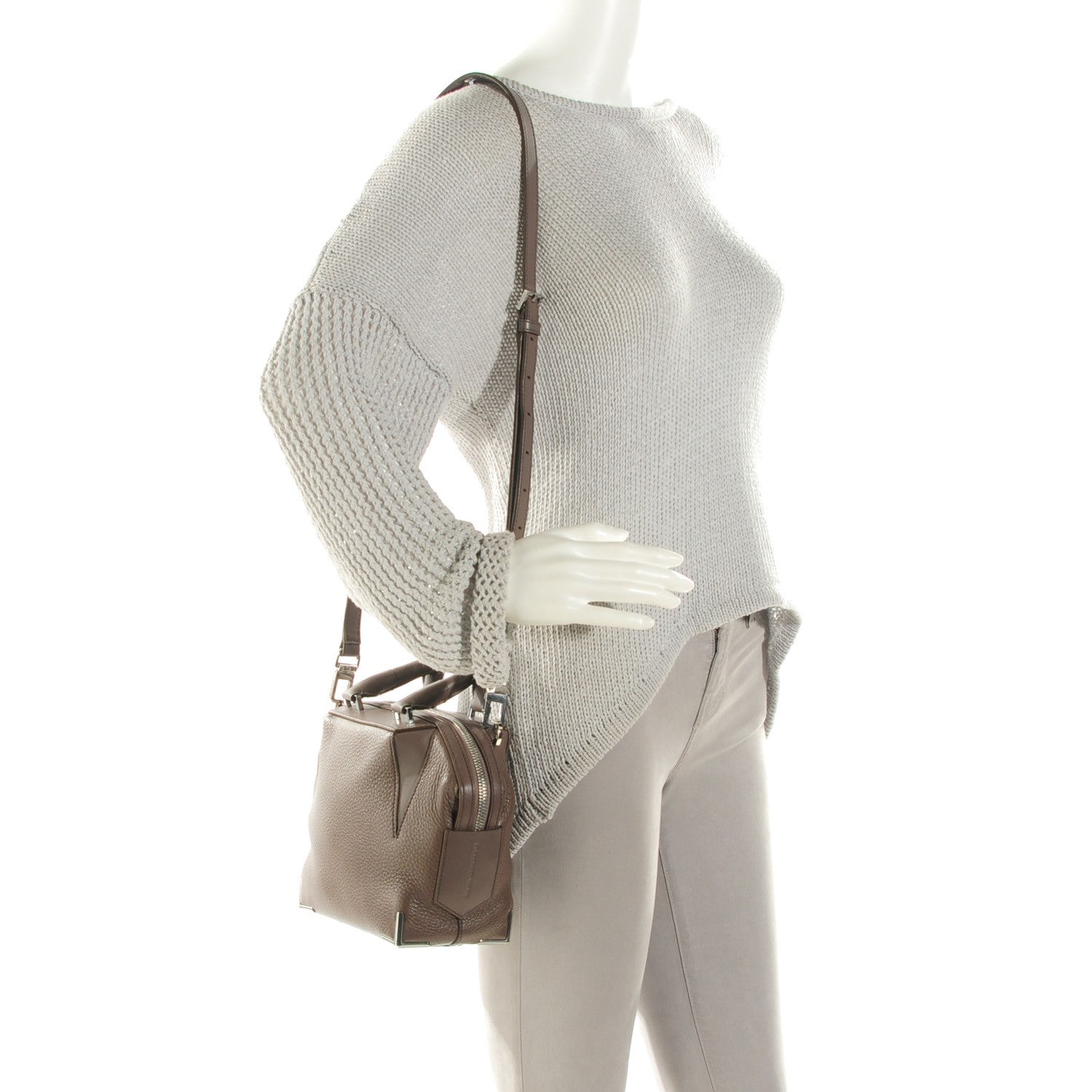 Alexander Wang Pebbled Calfskin Mini Emile Taupe Silver Hardware 2 of 9