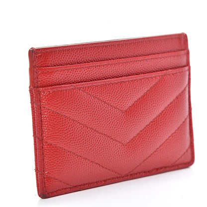 Saint Laurent Grain De Poudre Matelasse Chevron Monogram Credit Card Case Bandana Red 2 of 11
