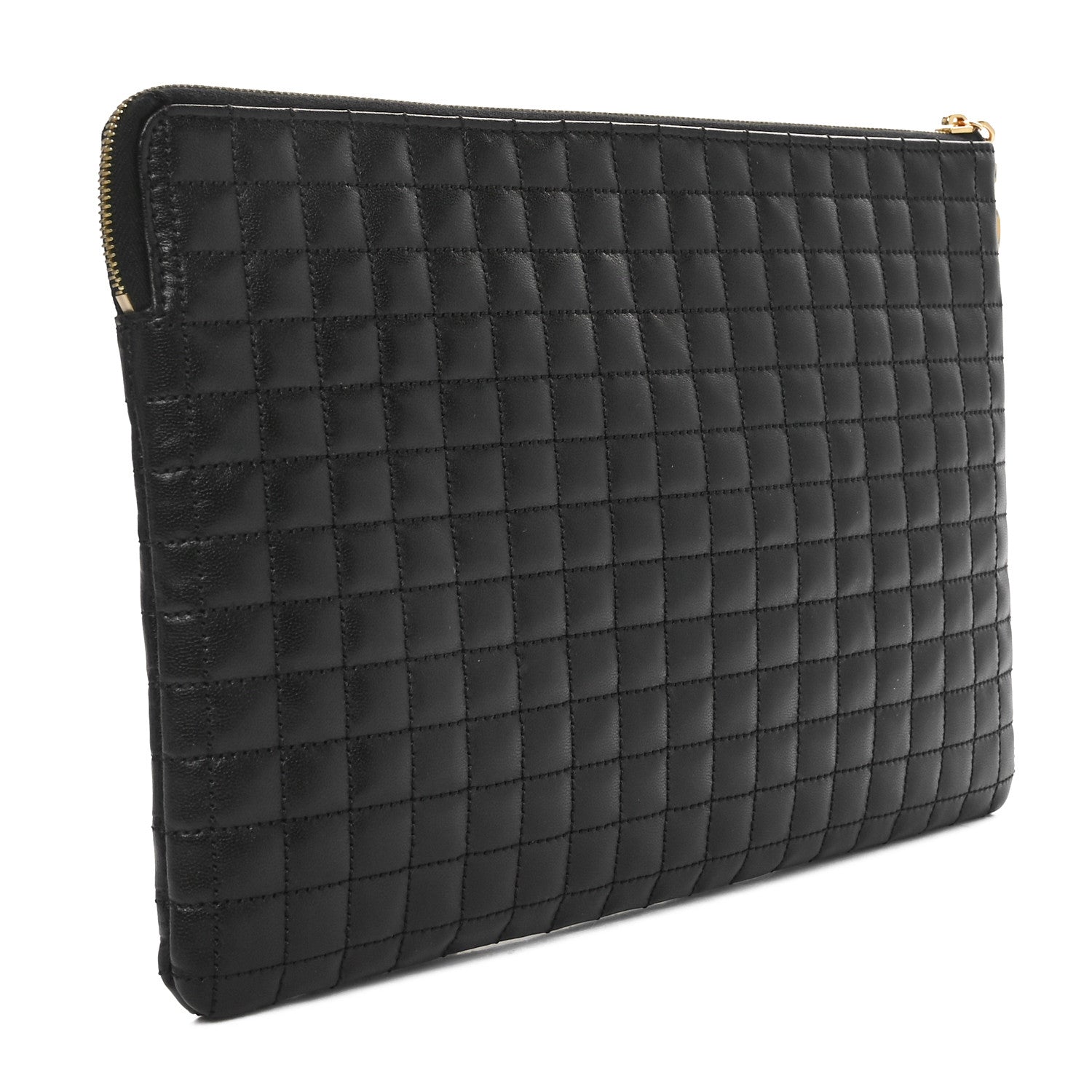 Celine Calfskin Quilted C Charm Pouch Black 3 of 11