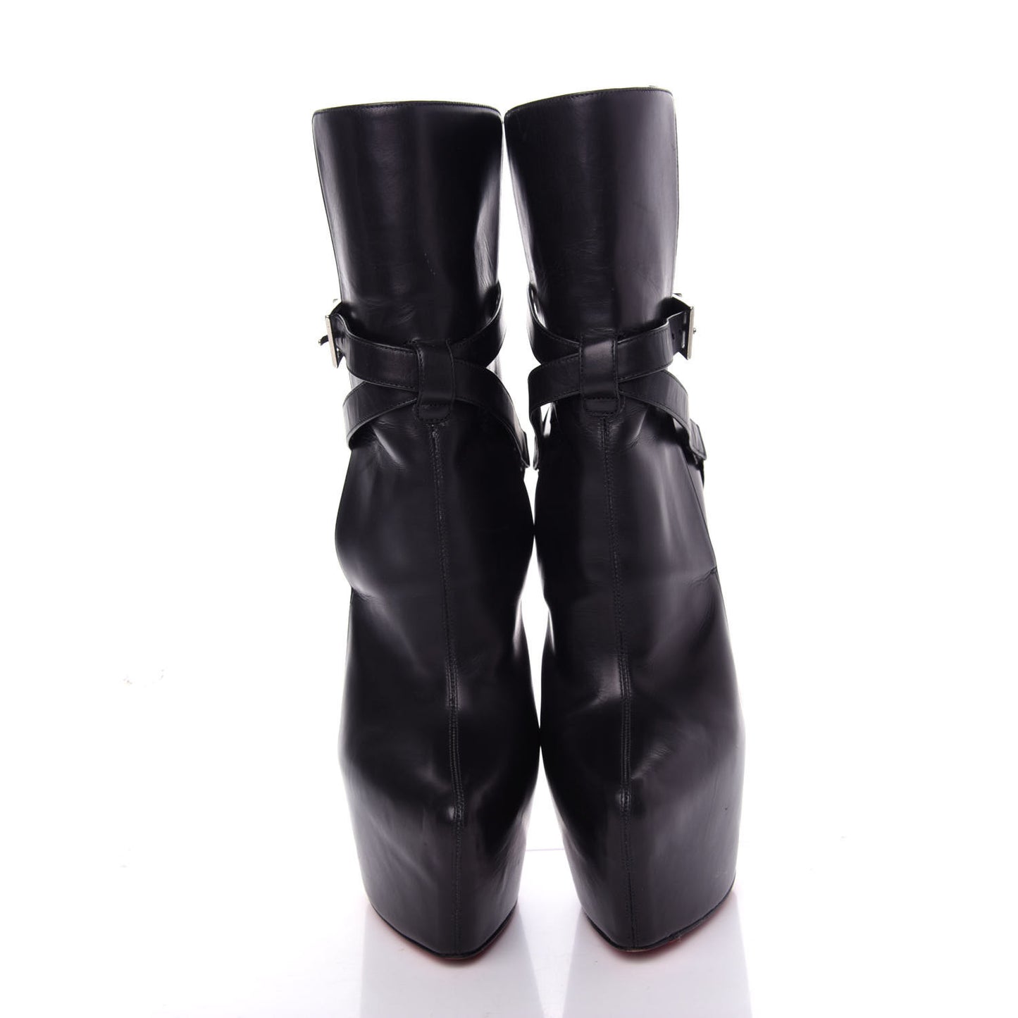 Shiny Calfskin Equestria 160 Platform Ankle Boots 35.5 Black