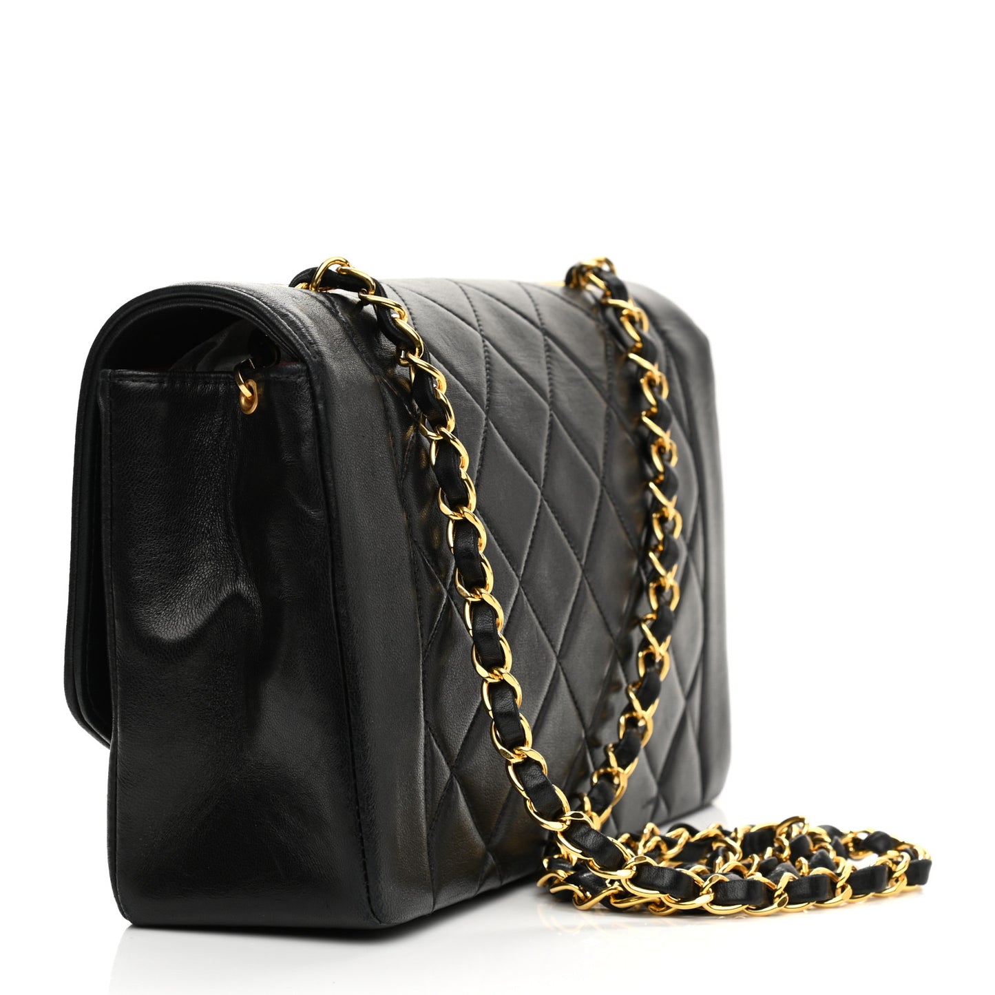 Lambskin Quilted Medium Single Flap Black