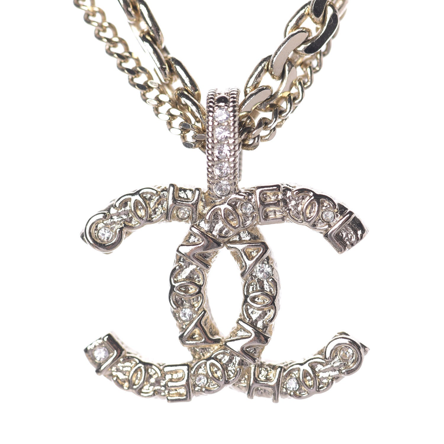Chanel Crystal CC Multi Strand Chain Necklace Gold 4 of 8