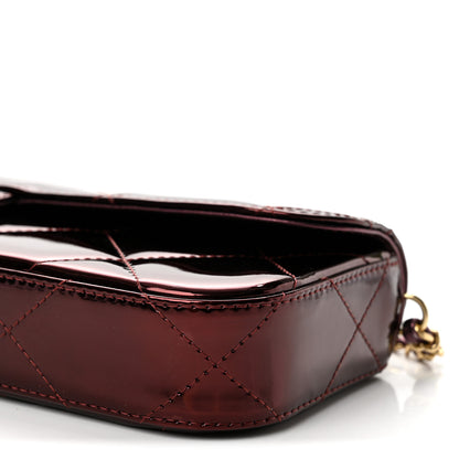 Chanel Metallic Mirror Calfskin Large Top Handle Clutch With Chain  Burgundy 10 of 12