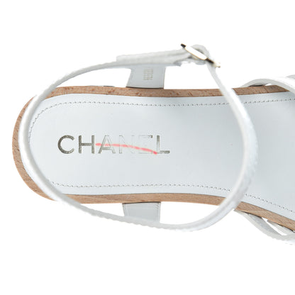 Chanel Metallized Patent Calfskin Sandals 38 Ivory 8 of 9