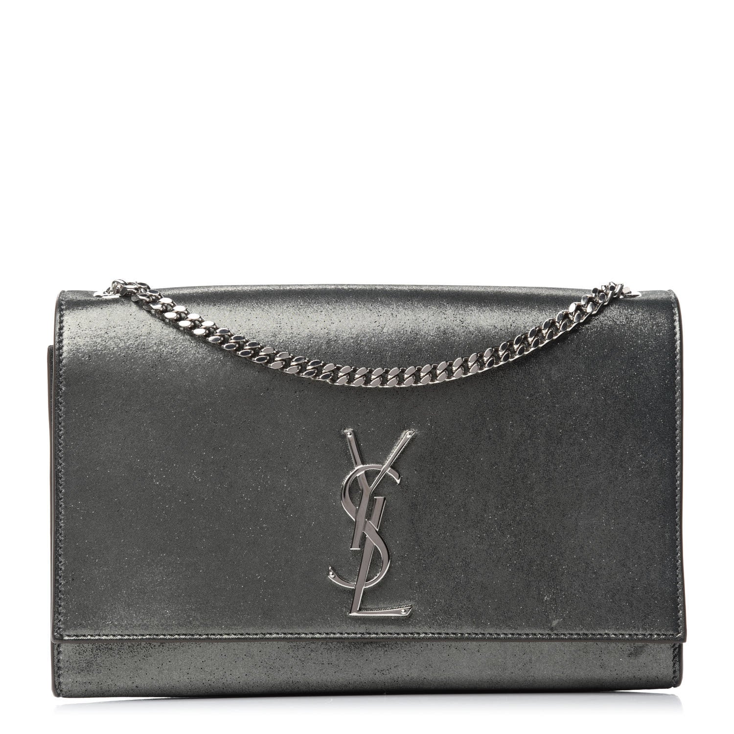 Saint Laurent Metallic Glitter Classic Monogram Medium Classic Monogram Kate Satchel Silver 1 of 11