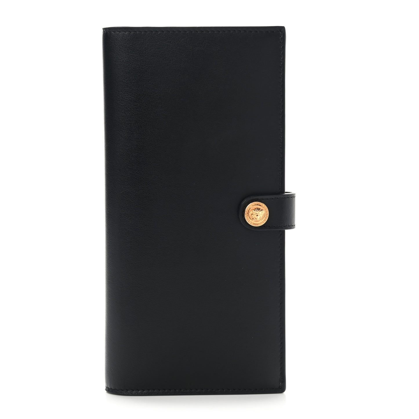 Calfskin Medusa Long Wallet Black