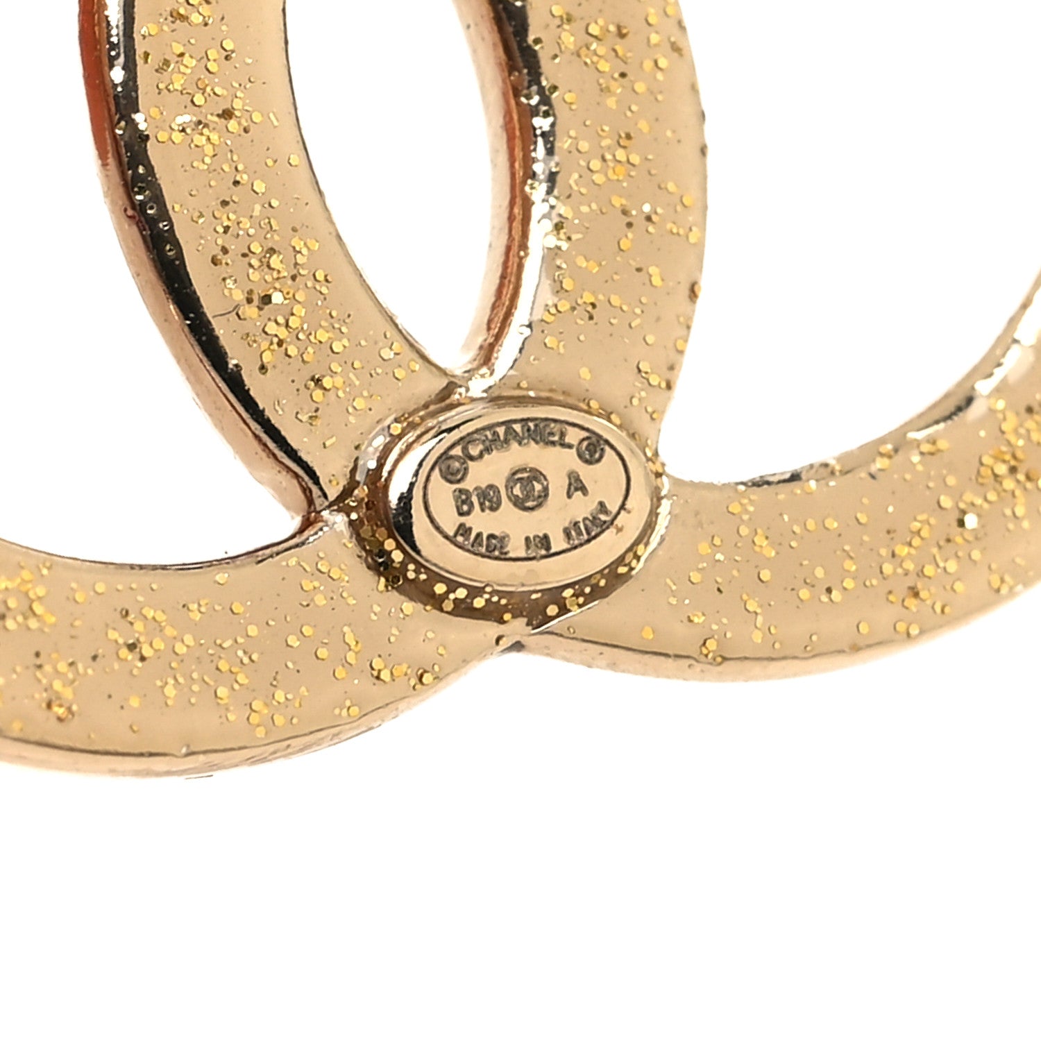 Chanel Crystal Glitter Quilted CC Earrings Light Gold 4 of 5