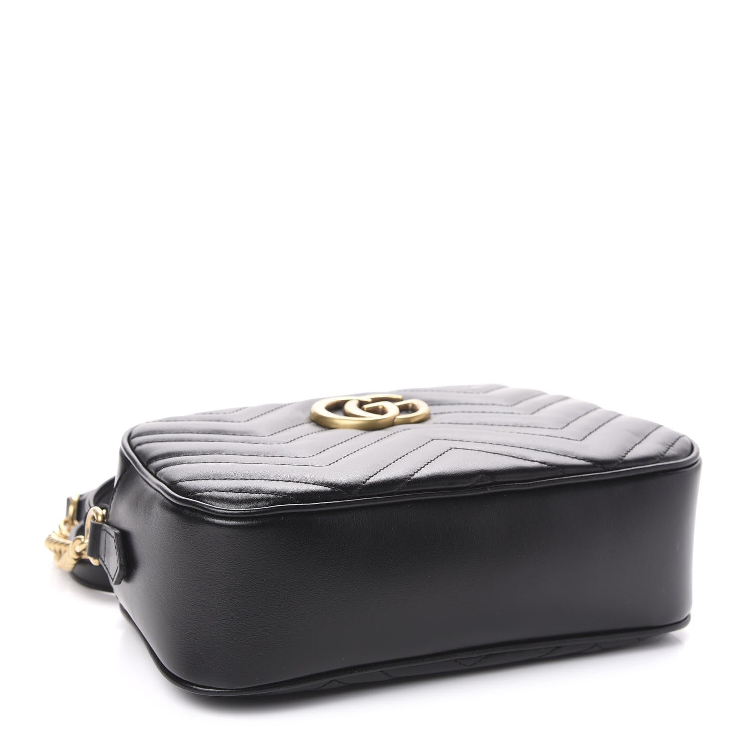 Gucci Calfskin Matelasse Small GG Marmont Chain Shoulder Bag Black 4 of 10
