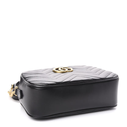 Gucci Calfskin Matelasse Small GG Marmont Chain Shoulder Bag Black 4 of 10