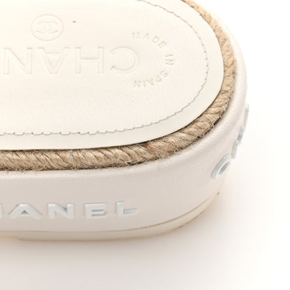 Chanel Lambskin Quilted CC Espadrille Slip On Sandals 41 White 13 of 14