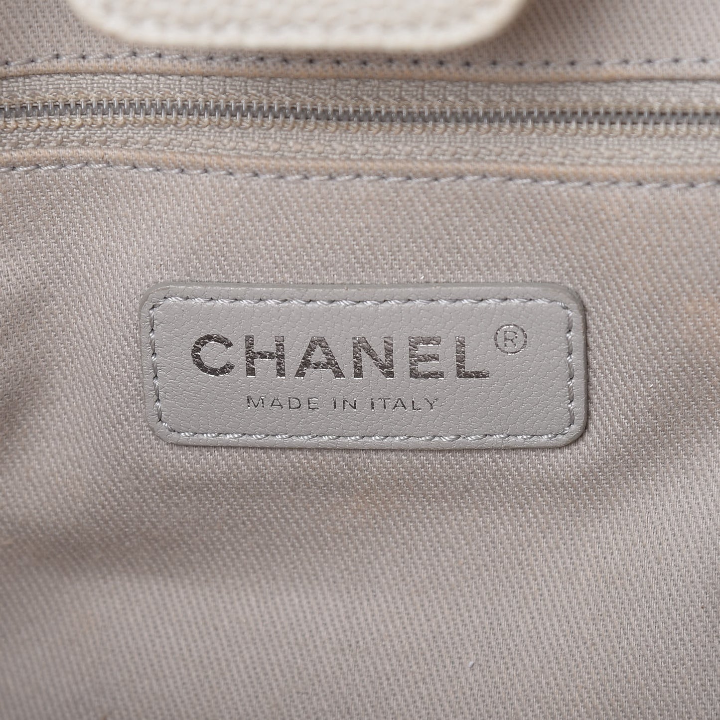 Glazed Calfskin Small Deauville Tote Ecru