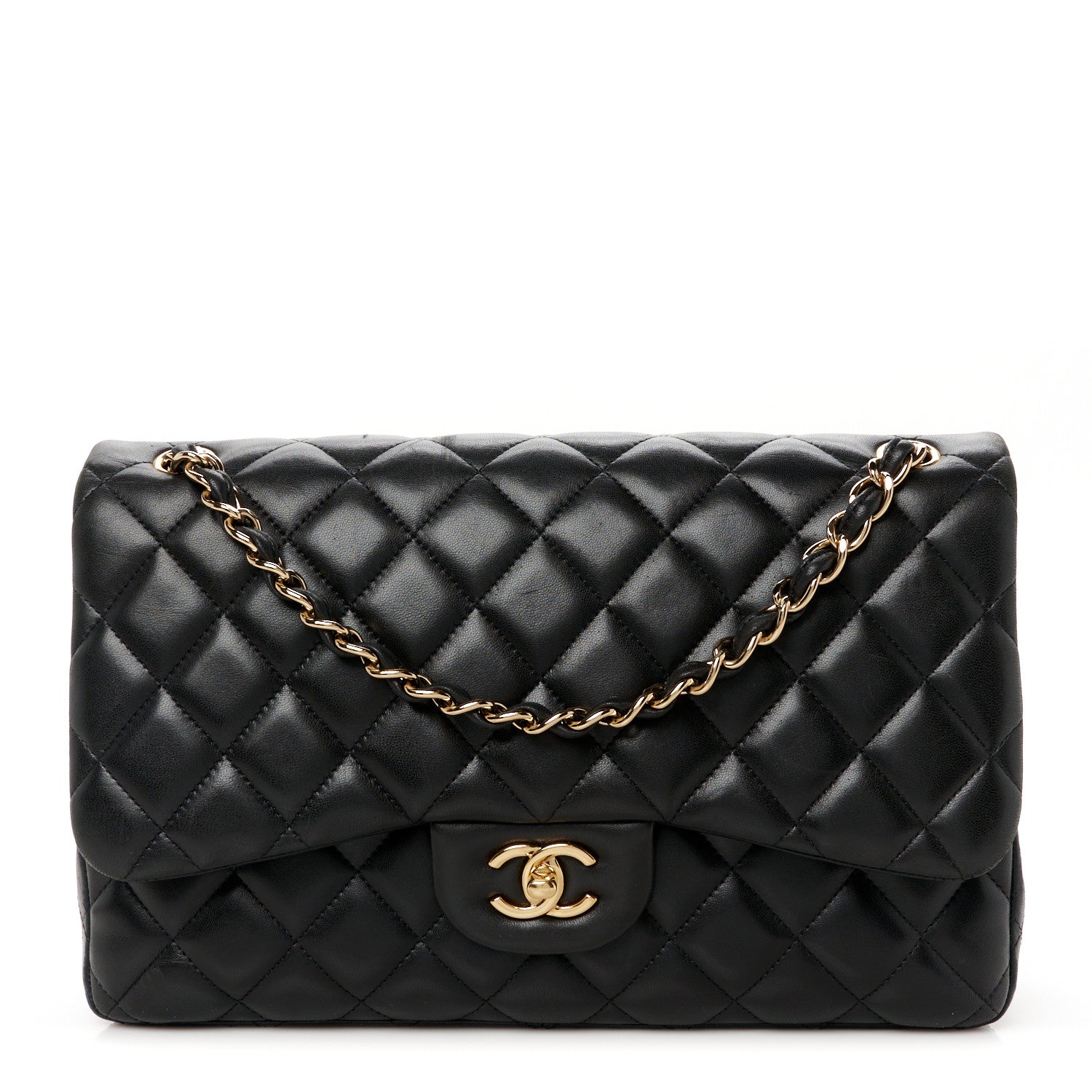 Chanel Lambskin Quilted Jumbo Double Flap Black 1 of 11