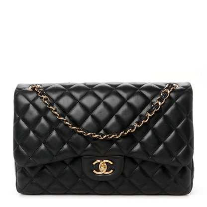 Chanel Lambskin Quilted Jumbo Double Flap Black 1 of 11
