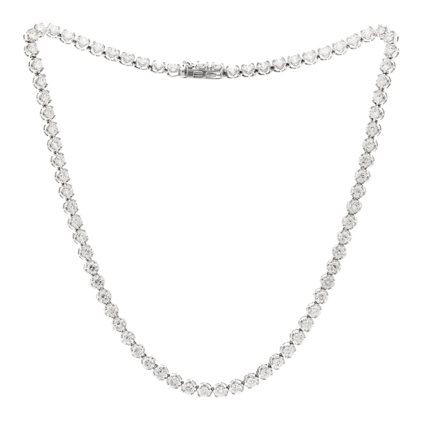 14K White Gold Diamond 6.95ctw Tennis Choker Necklace