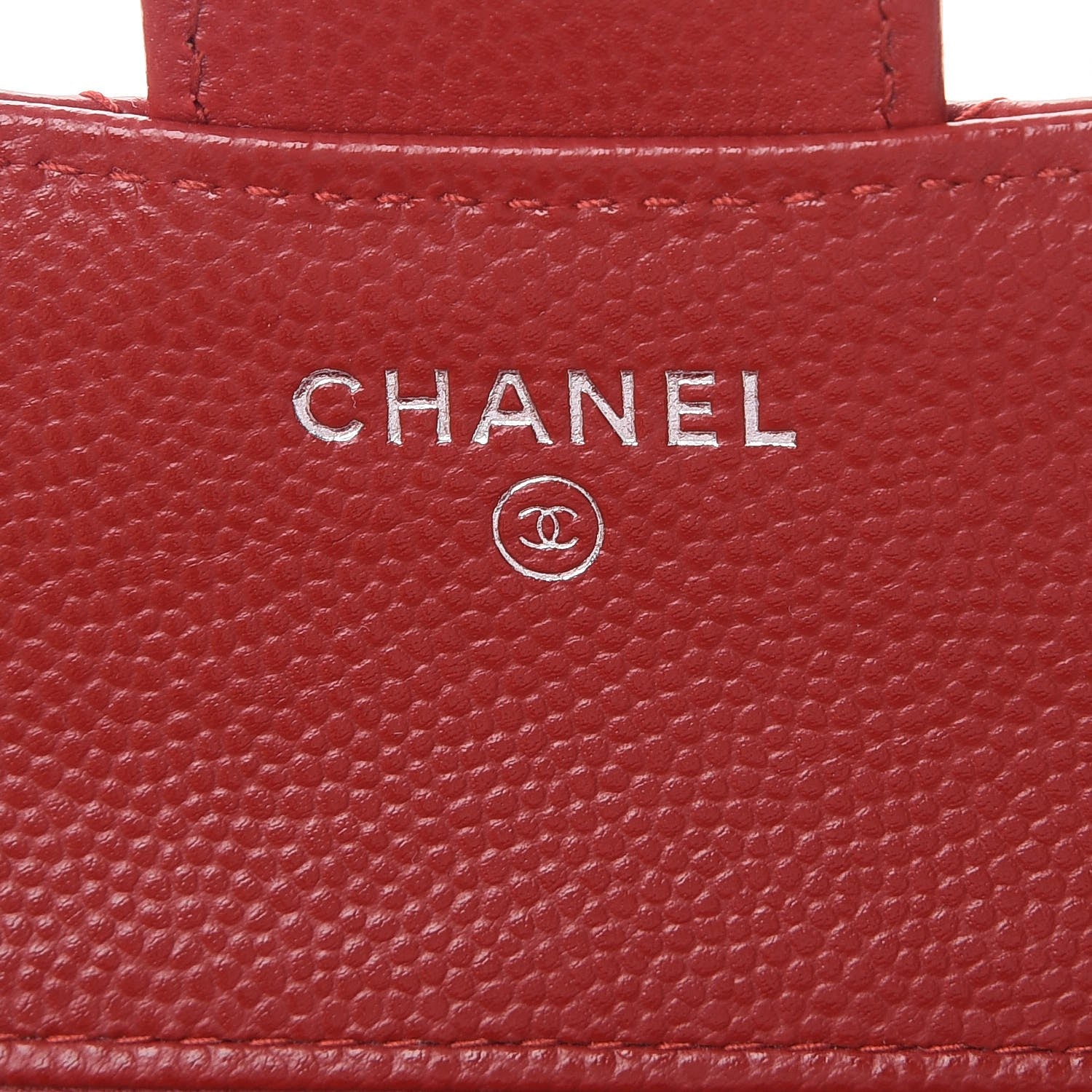 Chanel Caviar Chevron Quilted Compact Flap Wallet Dark Red 6 of 9