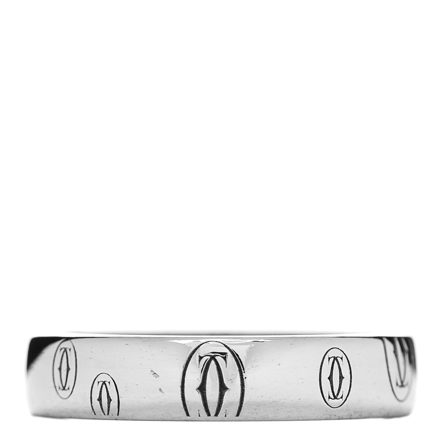 Cartier 18K White Gold 4mm Happy Birthday Band Ring 50 5.25 1 of 4