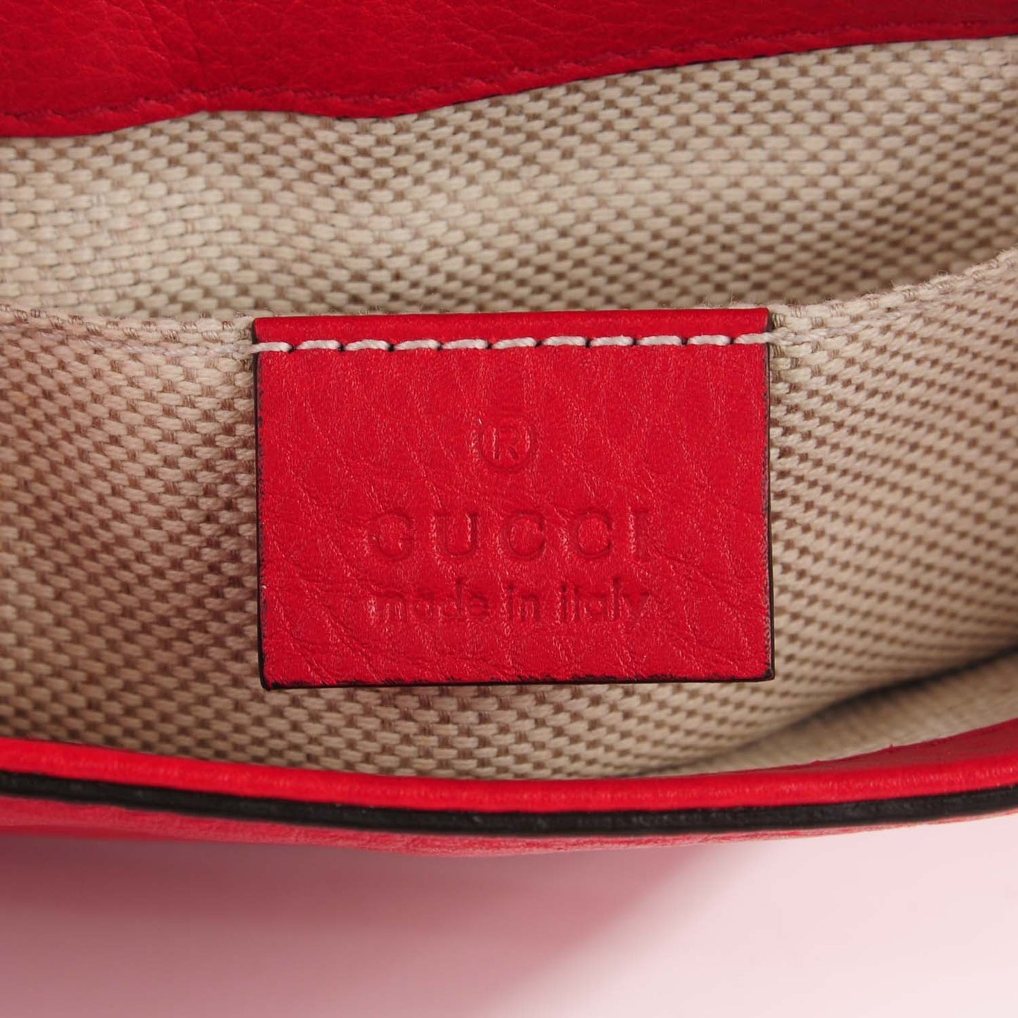 Pebbled Calfskin Small Soho Flap Crossbody Red