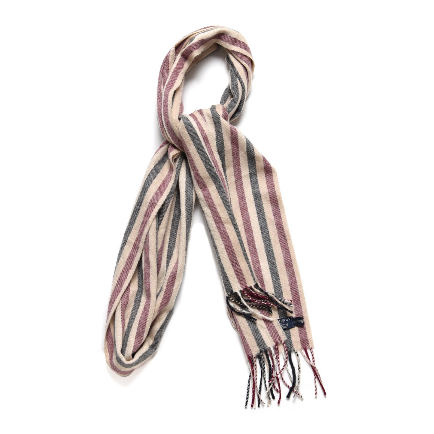 Cashmere Stripe Scarf Beige