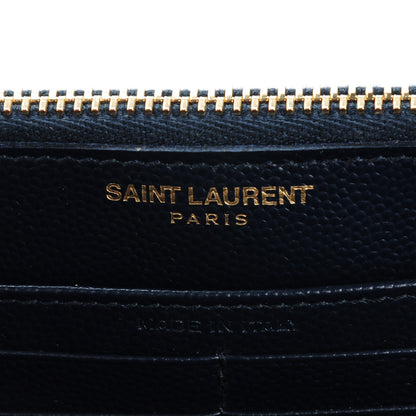 Saint Laurent Grain De Poudre Matelasse Chevron Monogram Wallet Navy 6 of 7