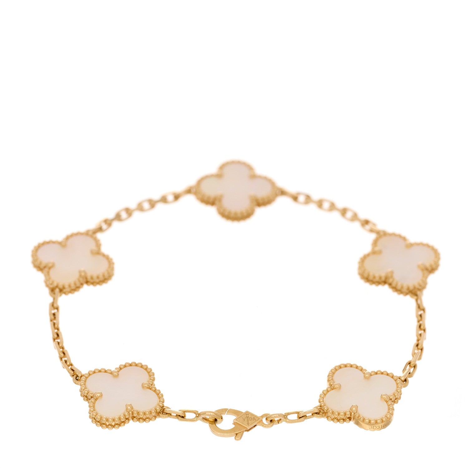 Van Cleef & Arpels 18K Yellow Gold Mother of Pearl 5 Motifs Vintage Alhambra Bracelet 2 of 4